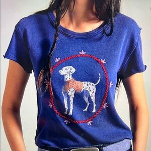 Free People We The Free Fur Friend Tee Dalmatian-Navy